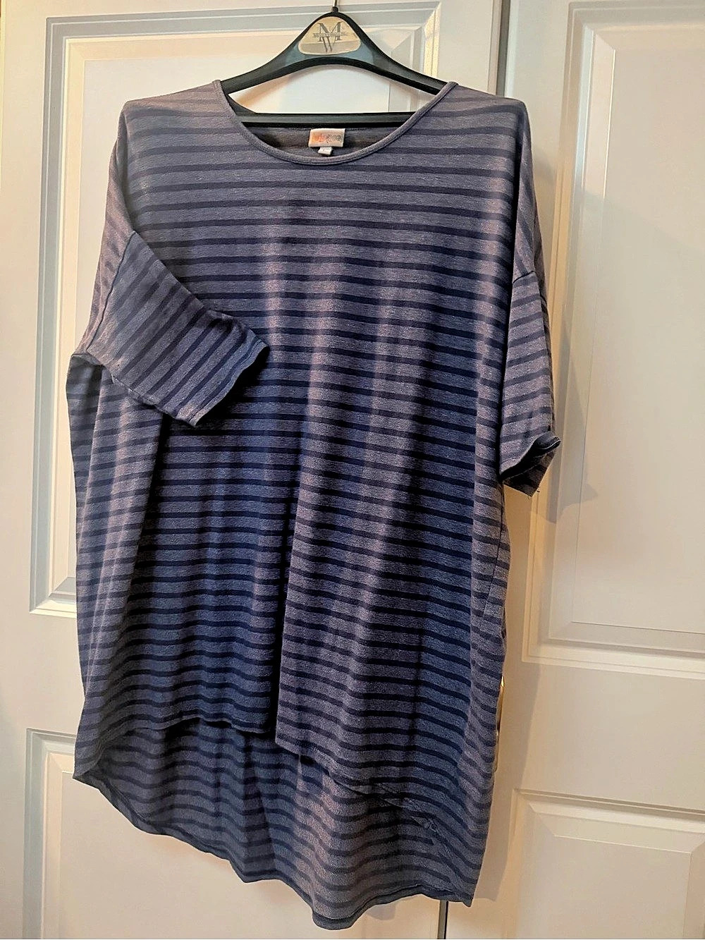 LuLaRoe Irma Tunic Striped Blue & Gray Size Large